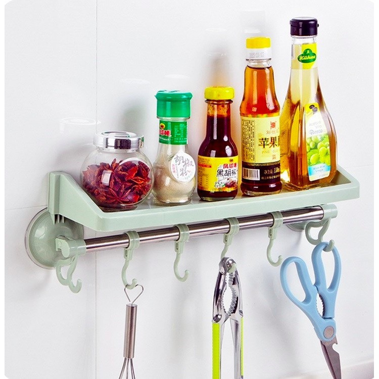 Rak Gantungan 2IN1 / Gantung Handuk dan Tempat Sabun Shampoo Tempel Dinding Kamar Mandi Dapur / Holder Tempat Shampo Spons Baju Botol Kecap Peralatan Bumbu / Silicone Suction Vakum Tanpa Paku Serbaguna-4