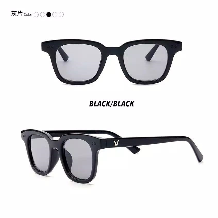RRNS KM-005 Kacamata Wanita Pria Optik Anti Sunglass Dengan Fashion Sunglasses Kacamata Hitam-BLACK/BLACK