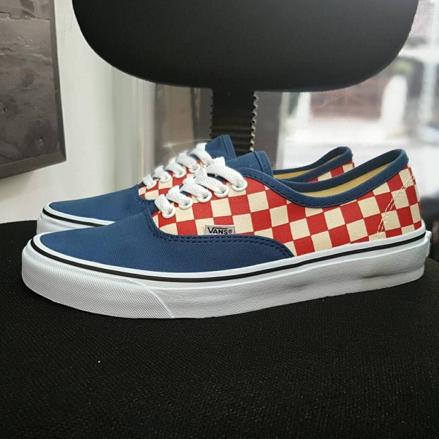 Vans Authentic Checkerboard Red Blue 