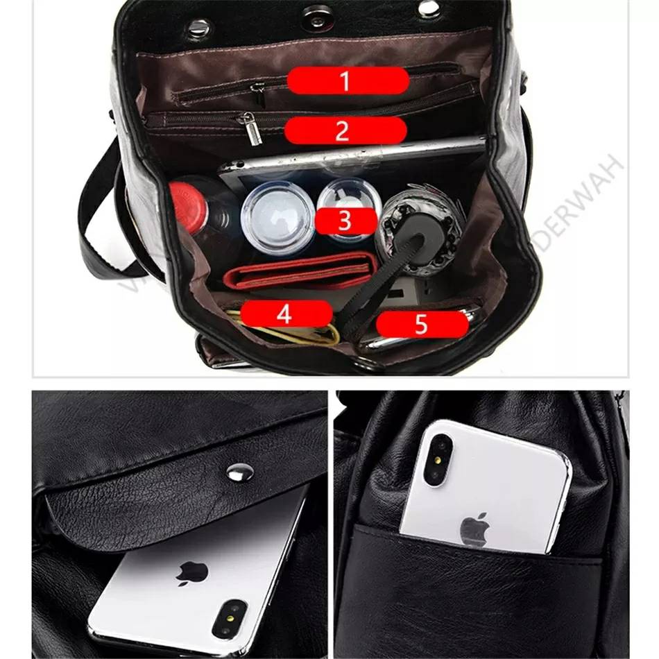 Ransel Cewek Kulit Motif Kangguru Backpack ESCORTBAGS Korea Distro Keren Lucu Cool Kuliah Sekolah Tas Wanita