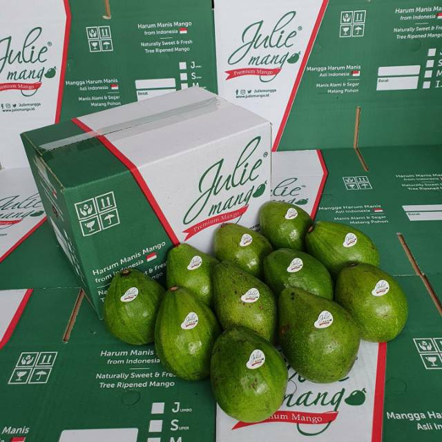 

Alpukat Julie Mango Ukuran MEDIUM Box Kecil Isi 10-12 pcs Berat ~3Kg