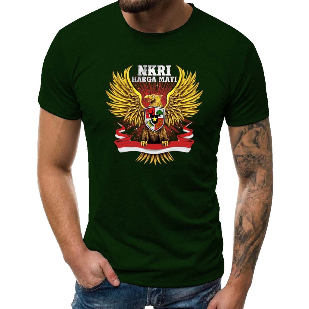 KAOS T-SHIRT (DTF LOGO NKRI) HITAM / KAOS PRIA / BAJU PRIA / KAOS DISTRO PRIA.