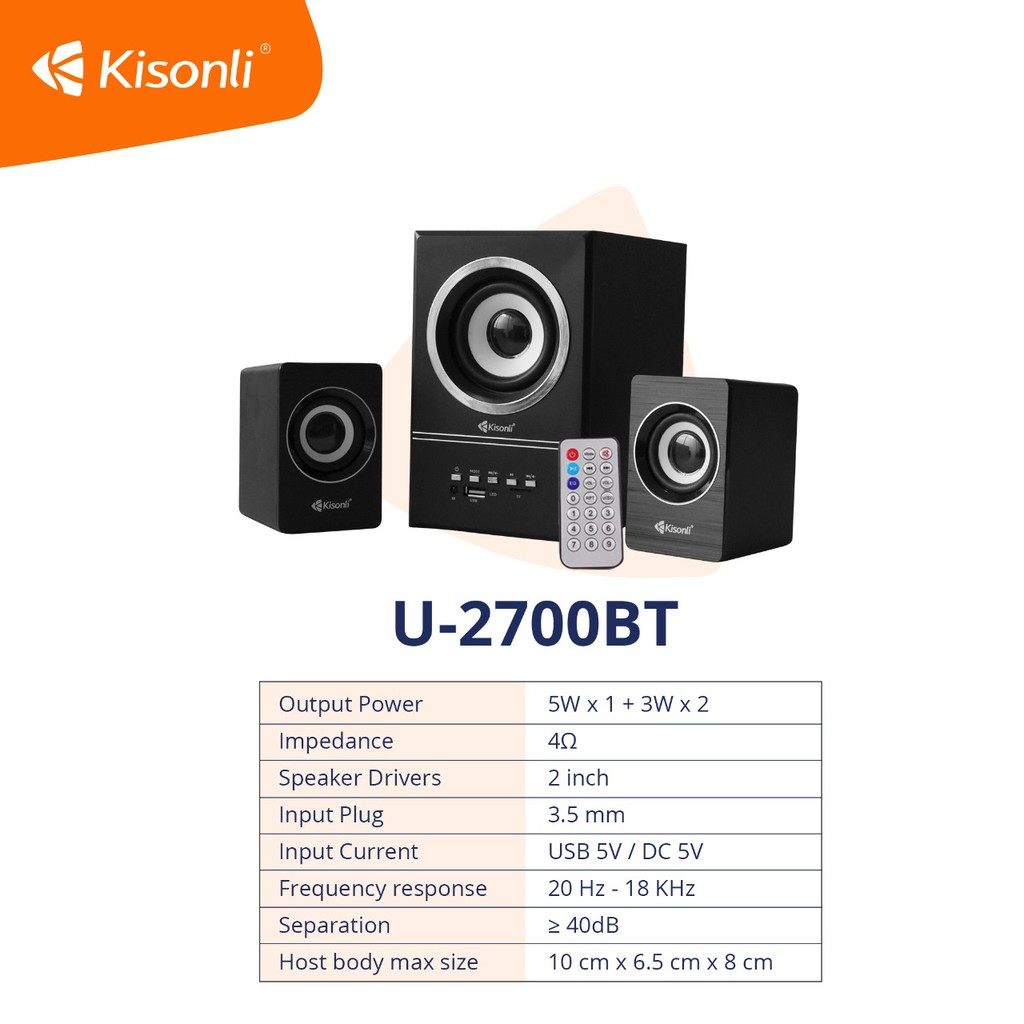 Speaker Kisonli Big Bass U2700BT Bluetooth U-2700 BT