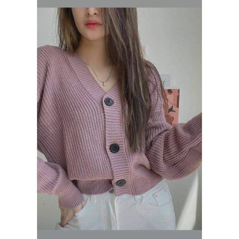 CARDIGAN CROP 7GET RAJUT TEBAL LENGAN PANJANG RICHI.STORE-Nila