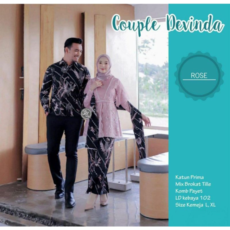 COUPLE DEVINDA SETELAN BAJU BATIK SARIMBIT PASANGAN COPEL MODEL KEBAYA BROKAT TILLE MODERN MODIS WAR