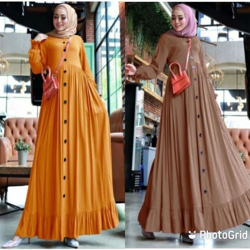 [Fashion Muslim] Gamis ALESHA DRESS kancing | rempel | lemonskin | busuifrendly