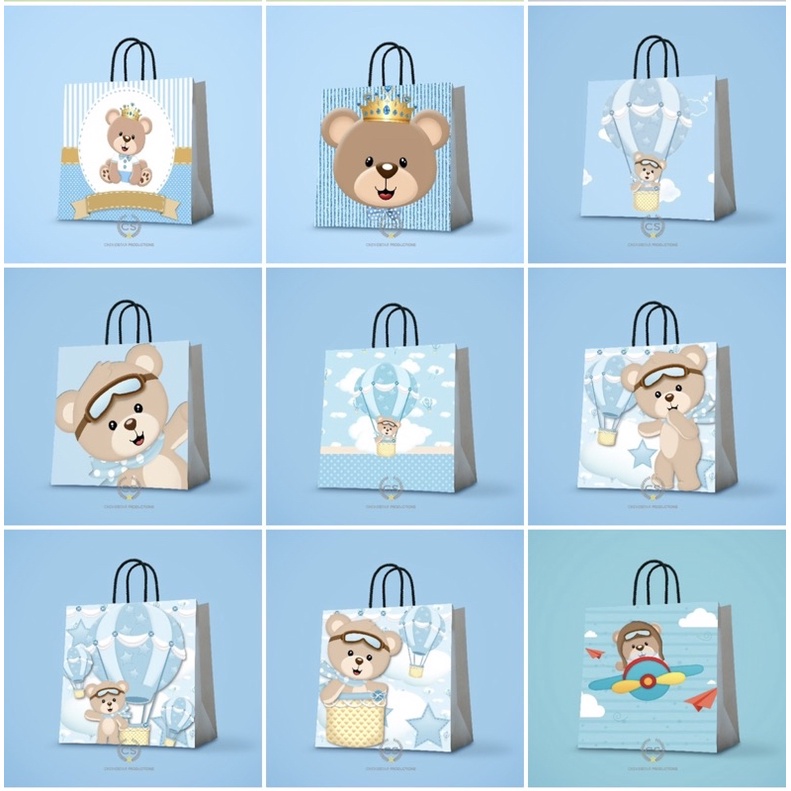 

Paper bag Bear Custom Tas kado Tas kertas Goodie bag Hampers Shopping bag Soubenir ultah Hampers Ultah