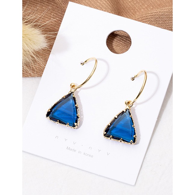 LRC Anting Tusuk Fashion Triangle Blue Gradient Crystal Earrings F48797