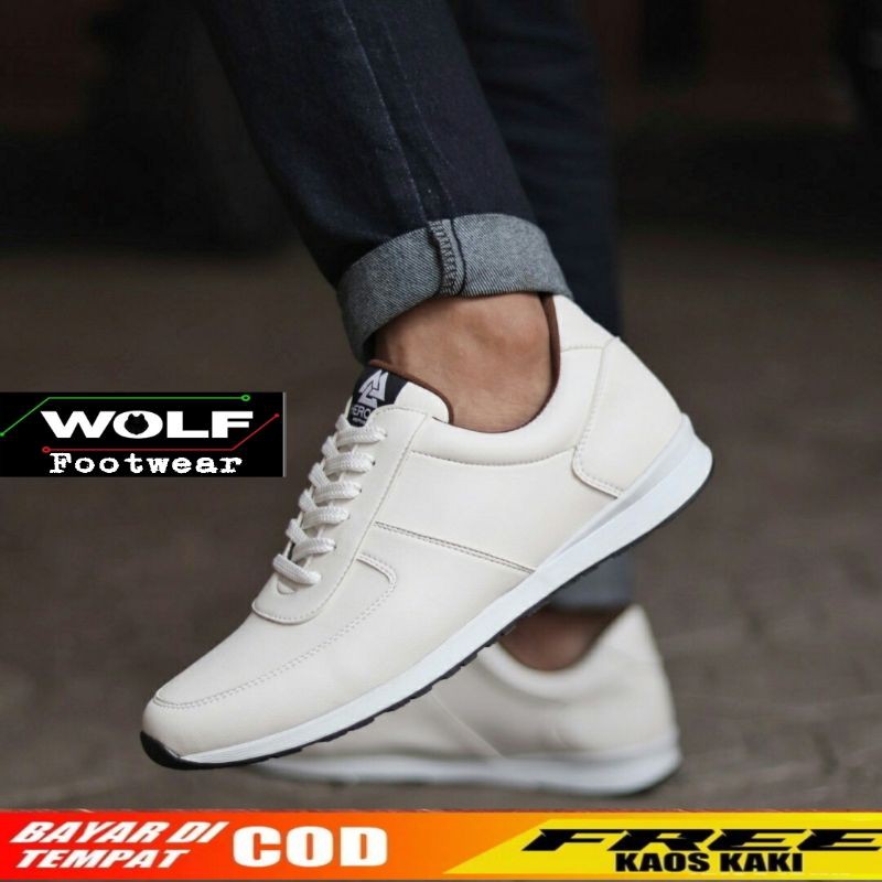 FREY FULLWHITE |WOLF x HEROES| Sepatu Pria Putih Polos Casual Sneakers Sporty Ori Kuliah Kerja Modern