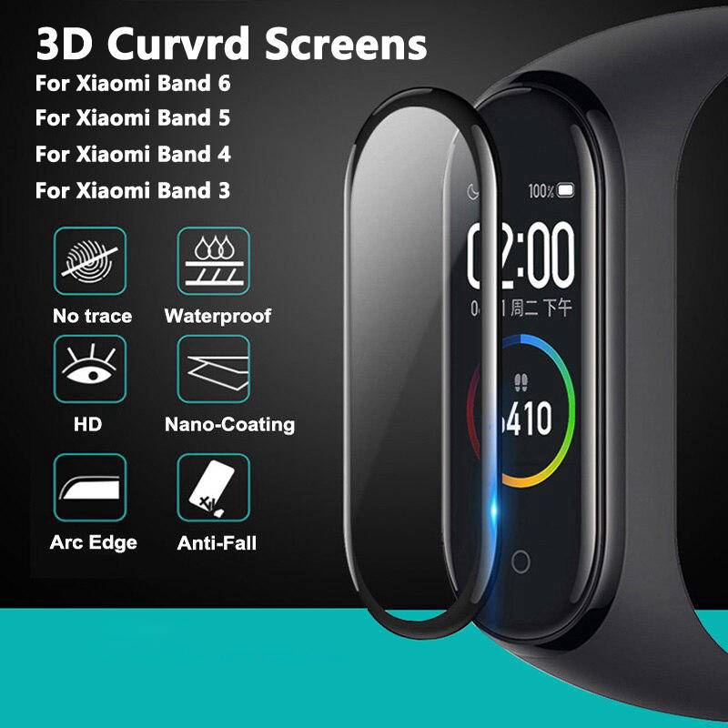 Pelindung Layar Tempered Glass 9D Curved HD Anti Blu-ray Untuk Xiaomi Mi Band 6 5 4 3