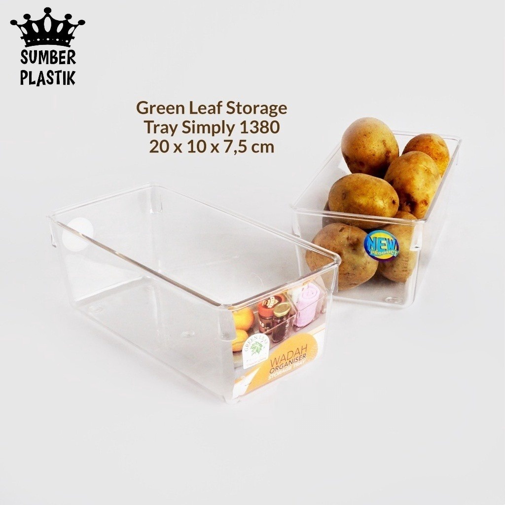 GREEN LEAF Storage Tray Simply 1380 Wadah Serbaguna Acrilic Transparan / Organizer Kulkas