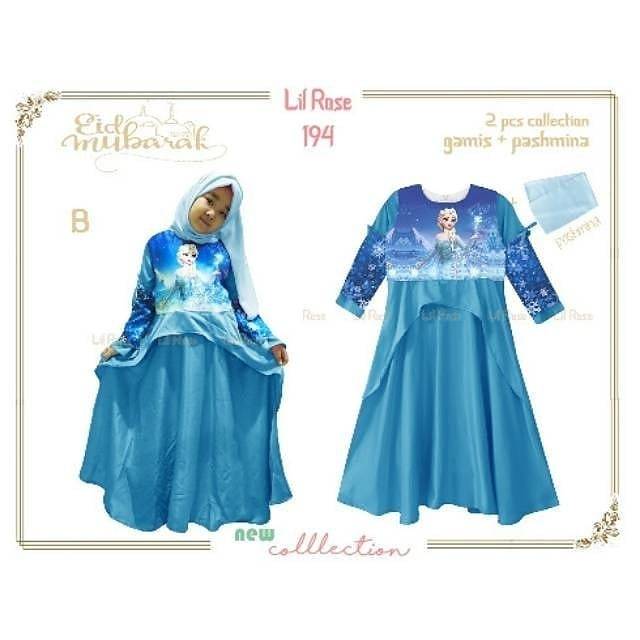 Gamis + Pashmina Anak Perempuan Lil Rose LR 194 Frozen Elsa