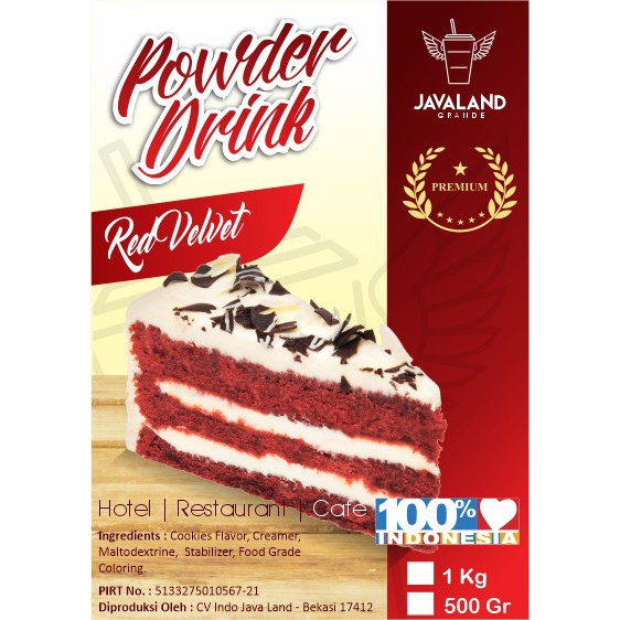 Javaland Bubuk Minuman Rasa Red Velvet 1Kg - Premium Plain | Bubble Powder Drink Boba