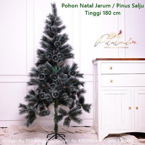 

NATL-51 Pohon Natal Daun Jarum Pinus Salju 1 8m POLOS TANPA HIASAN