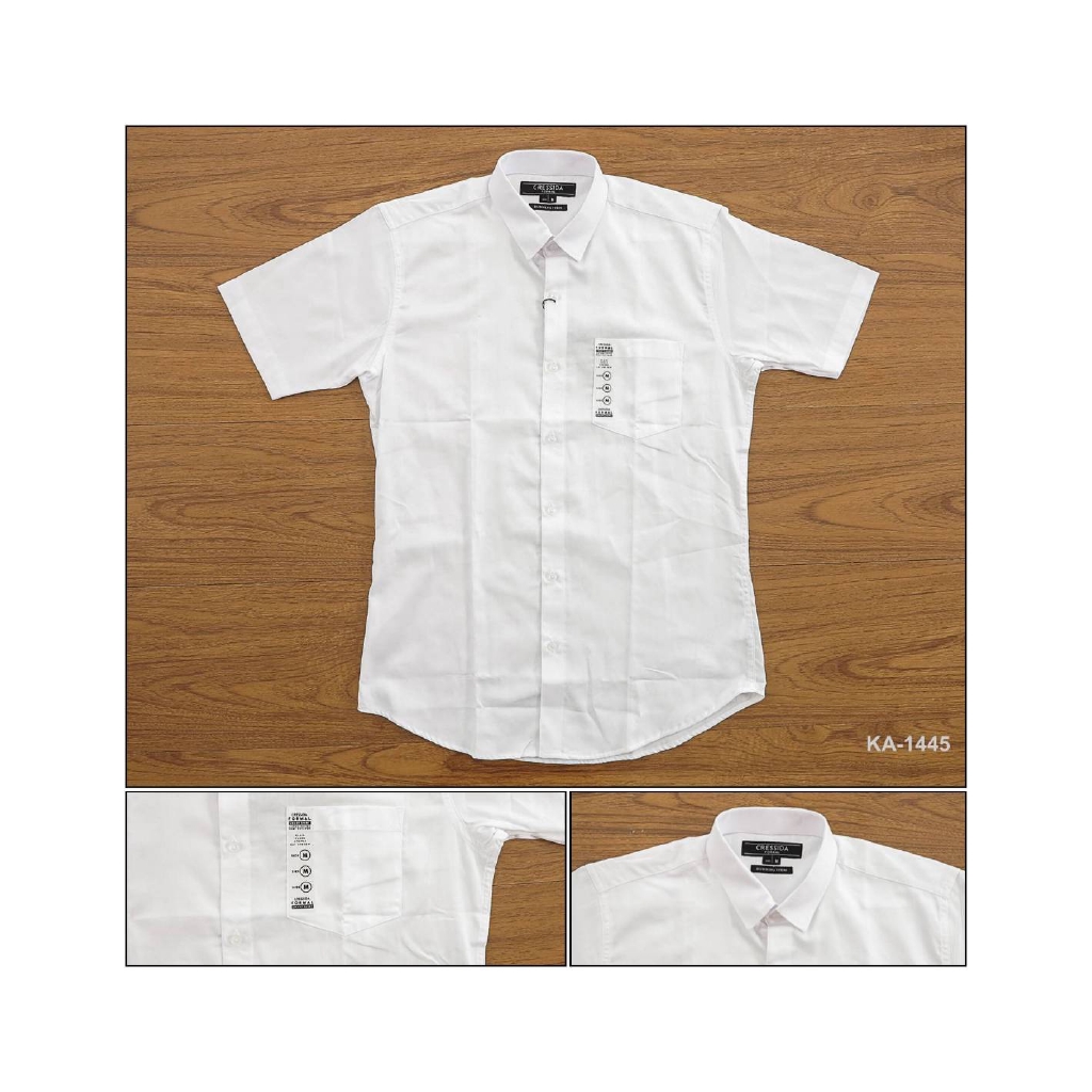 [049001445] Kemeja Formal Cowok Lengan Pendek Putih Cressida M-XL