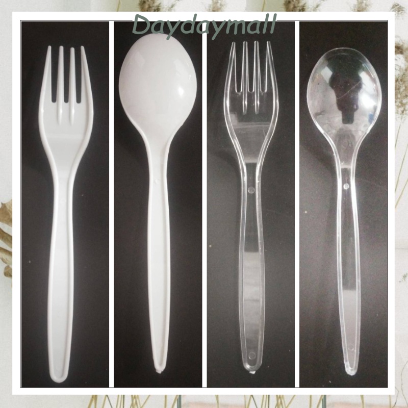 DD43 Sendok Plastik Bening Transparant per 25pcs (COD)