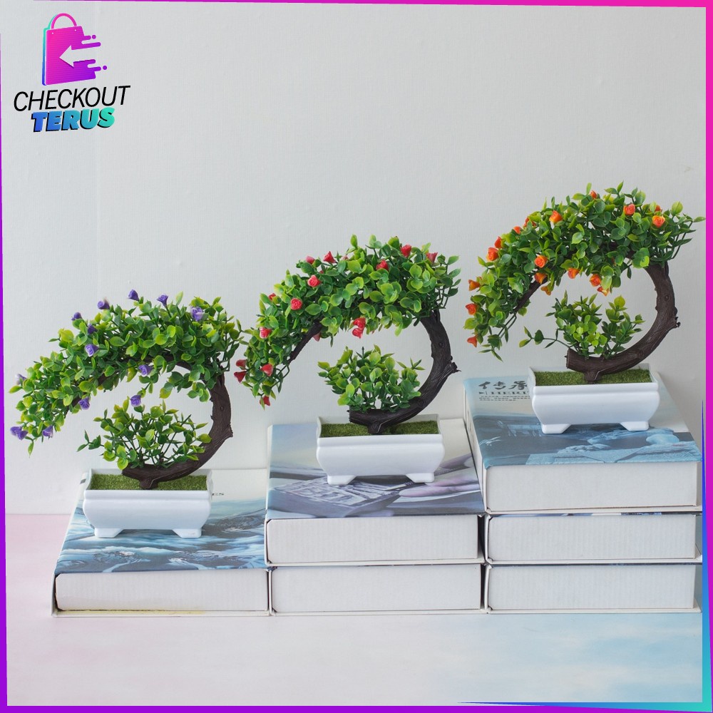 CT C35 37 Pajangan Pot Bonsai Rumah Ornamen Pot Bonsai Rumah Tanaman Hias Plastik Bungan Hias Artificial Flower