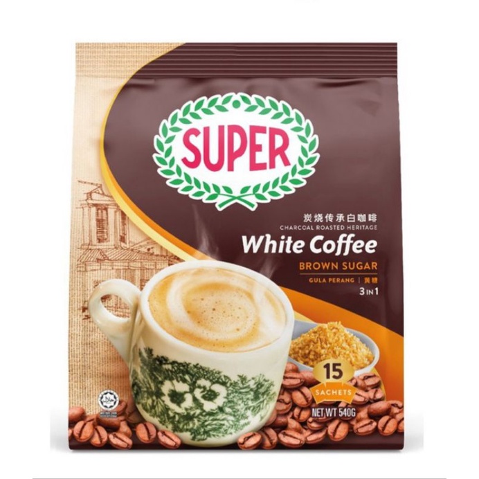 

SUPER Charcoal Roasted White Coffee 3 in 1 Brown Sugar - 1 Sachet (33 gr)