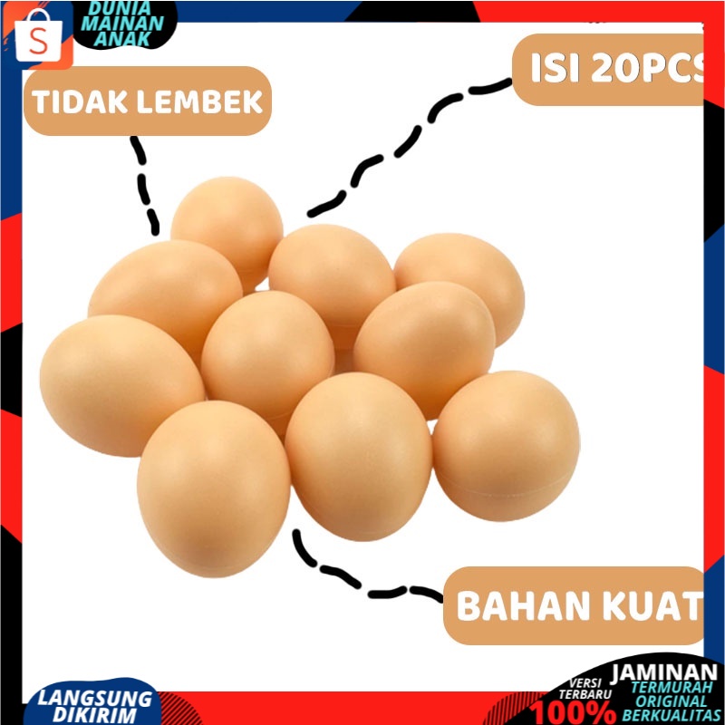 PROMO 1 PACK ISI 20PCS MAINAN ANAK TELUR AYAM TELUR TELURAN PLASTIK / MAINAN MASAK MASAKAN EDUKASI