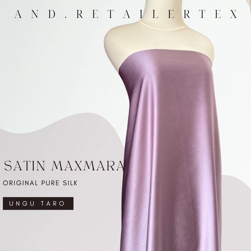 Kain Satin Maxmara Original pure Silk 100% warna Ungu Taro