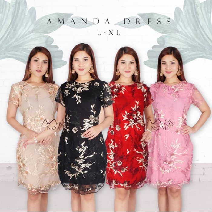 Dres Natal DRESS PESTA WANITA LACE SEPAN / GAUN PESTA NATAL MURAH GROSIR - Hitam Murah