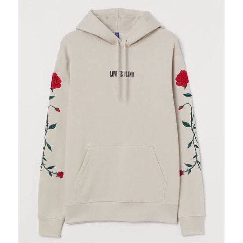 Hoodie h&m love is blind cream