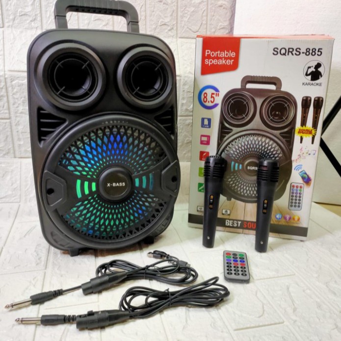 *COD* Speaker Bluetooth SQ 885 double Mic 9 inchi - Speaker karoke 2 mic