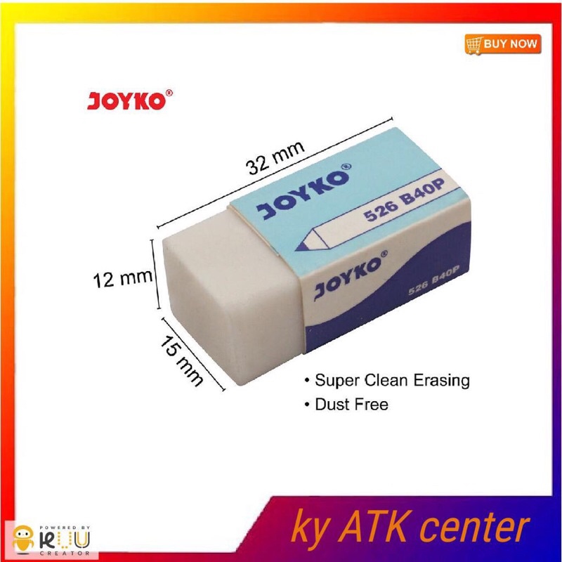 

Penghapus Pensil Joyko B-40 kecil (40 Pcs ) B40BL putih-hitam