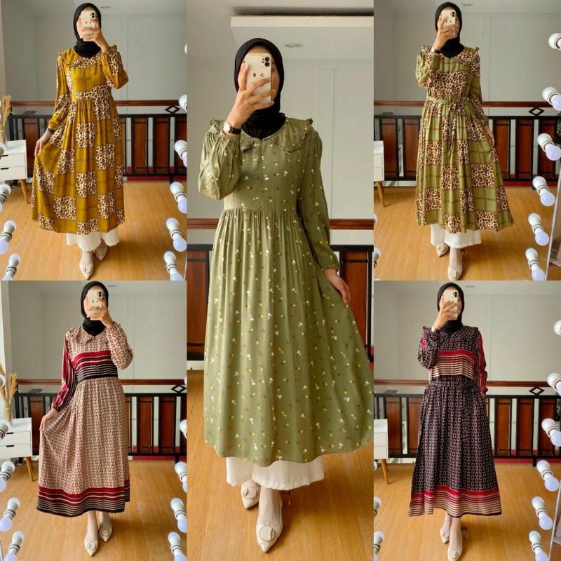 BYLIZEMIRA MIDI DRESS (Leona Camel, Glamora Coksu, Glamora Black) - DRESS PREMIUM - DRESS RAYON VISC
