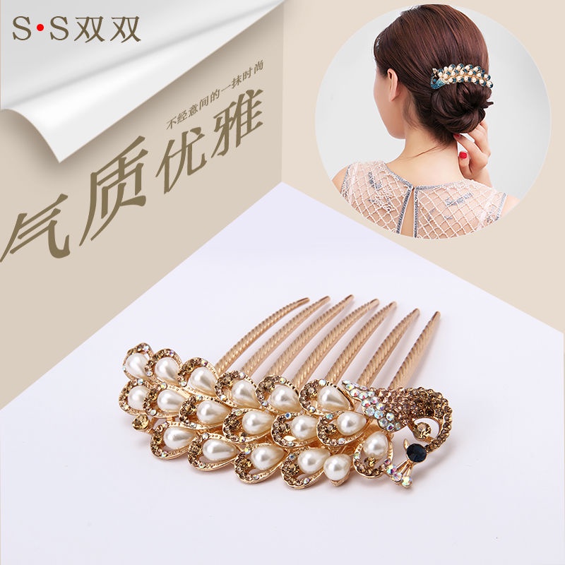 NEW sirkam rambut wanita GIGI 7 premium elegan merak mutiara zirkon motif terbaru original import