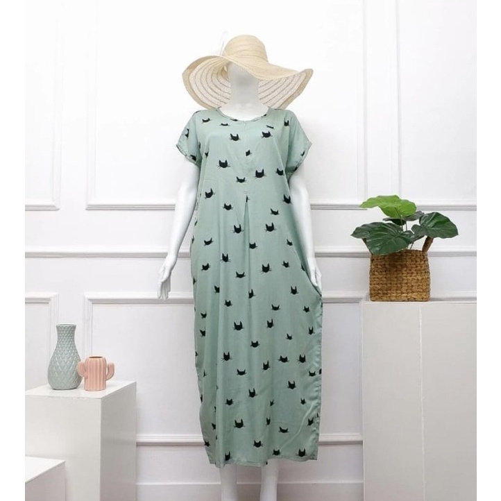 daster long semata kaki, daster panjang viral kekinian, daster rayon busui terlaris-Long Fox