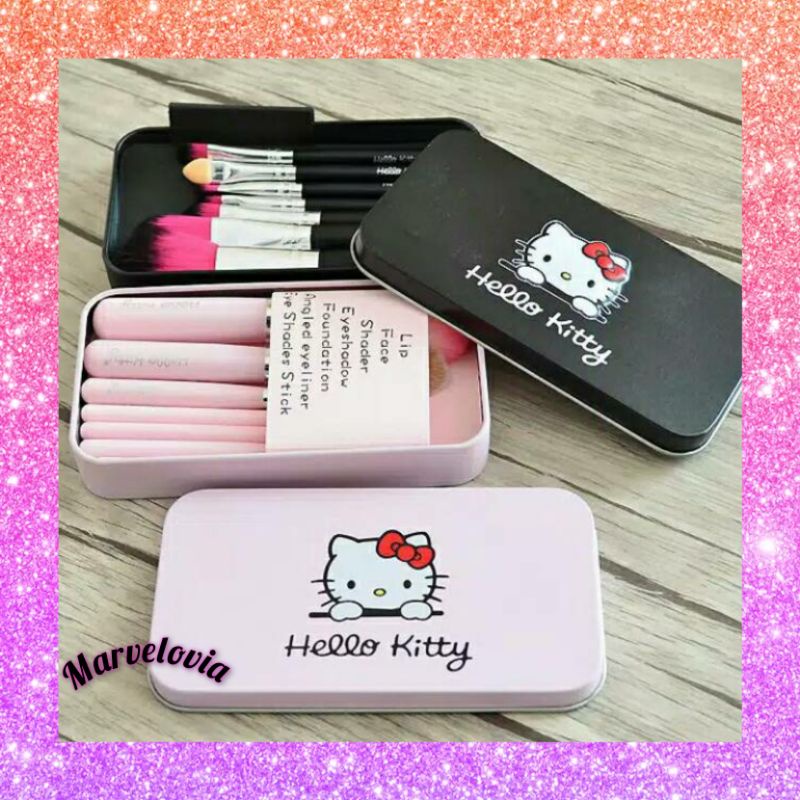 KUAS HELLO KITTY SET KALENG ISI 7 pcs / HELLOKITTY BRUSH SET 7 IN 1