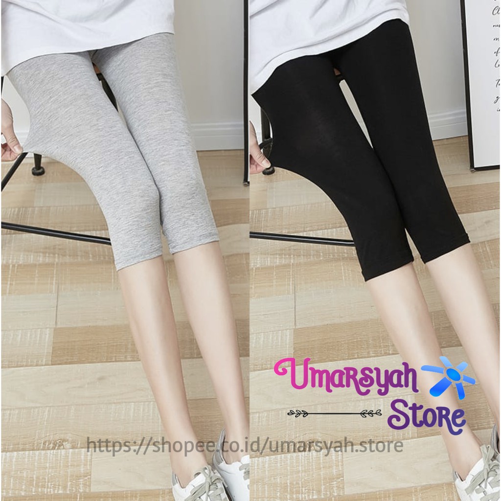 Legging Pendek Bahan Kaos Soft Rayon Premium Standar &amp; Jumbo 3/4