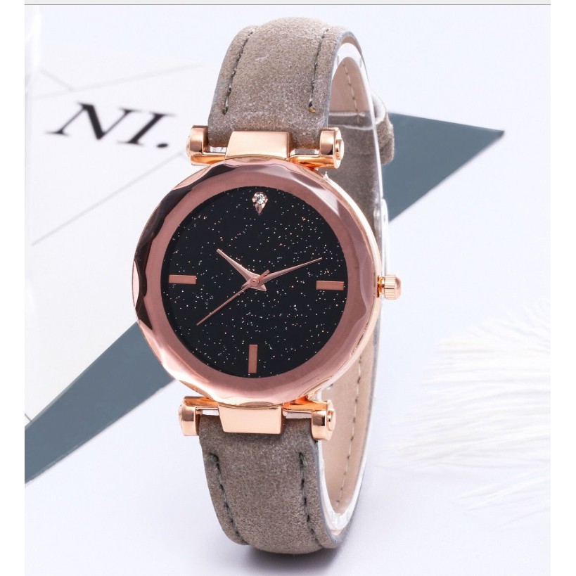 Jam Tangan Kulit Fashion Starry KULIT Women's Watches Watch Faux Leather Korea Style Women Watch