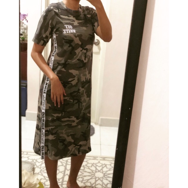 MIDI DRESS ARMY OFF WHITE | KAOS STRECH