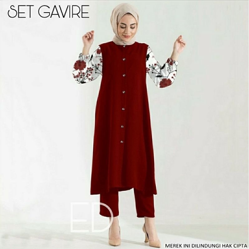 Setelan Wanita Long Tunik Gavire Wolpeach Import