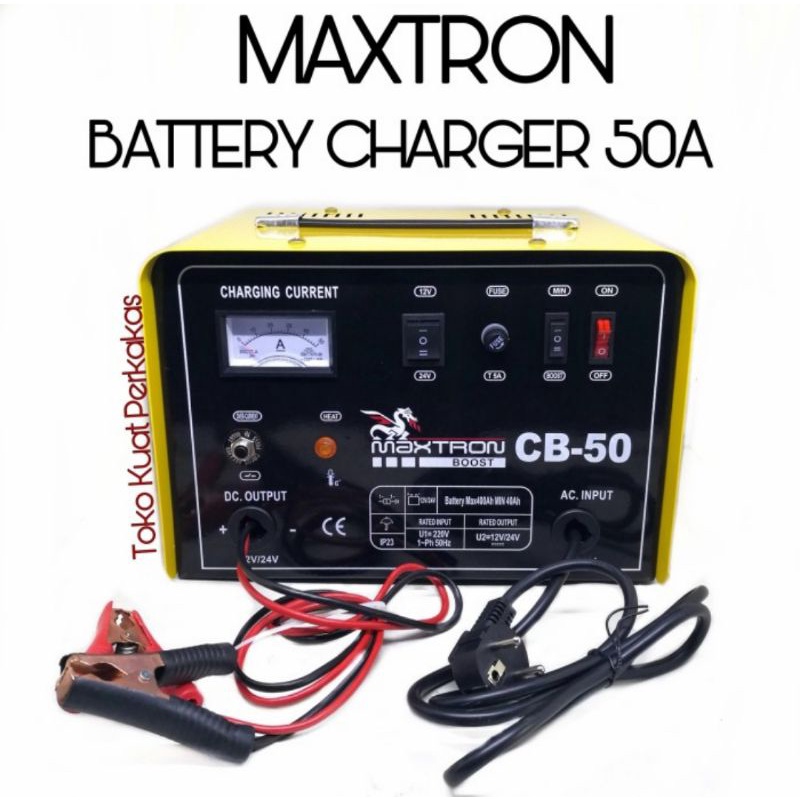 Battery charger MAXTRON CB50 50A battery charger aki mobil dan motor