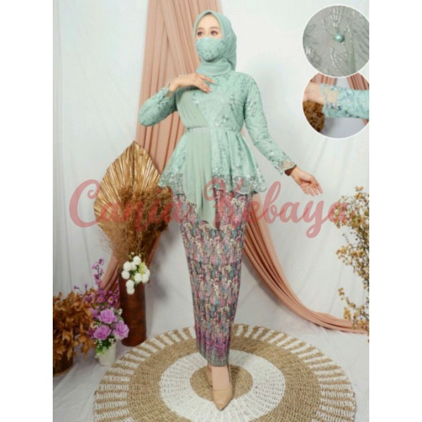 COD~SET KEBAYA MODERN AURORA TULLE SELENDANG/KEBAYA BROKAT/KEBAYA