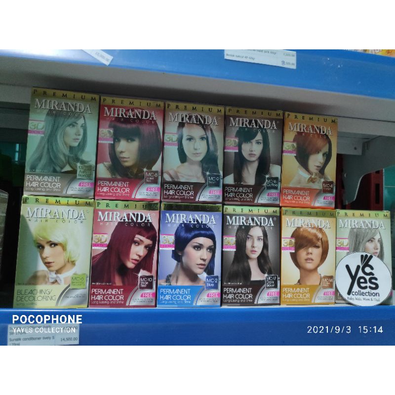 Miranda Semir Rambut Cat Hair Color Pewarna Brown Blonde Blaching violet Red Blue Golden Orange