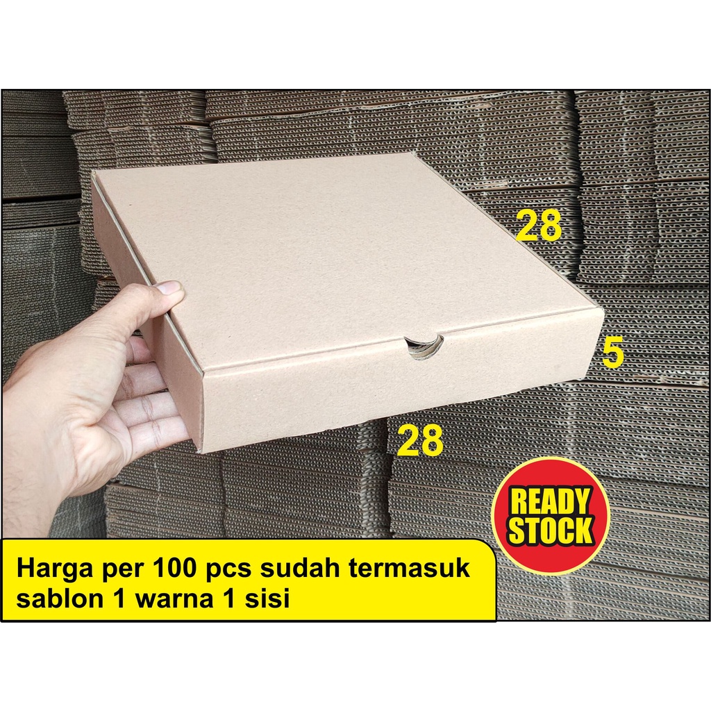 

100 pcs BOX PIZZA 28X28X5 cm + SABLON 1 WARNA 1 SISI