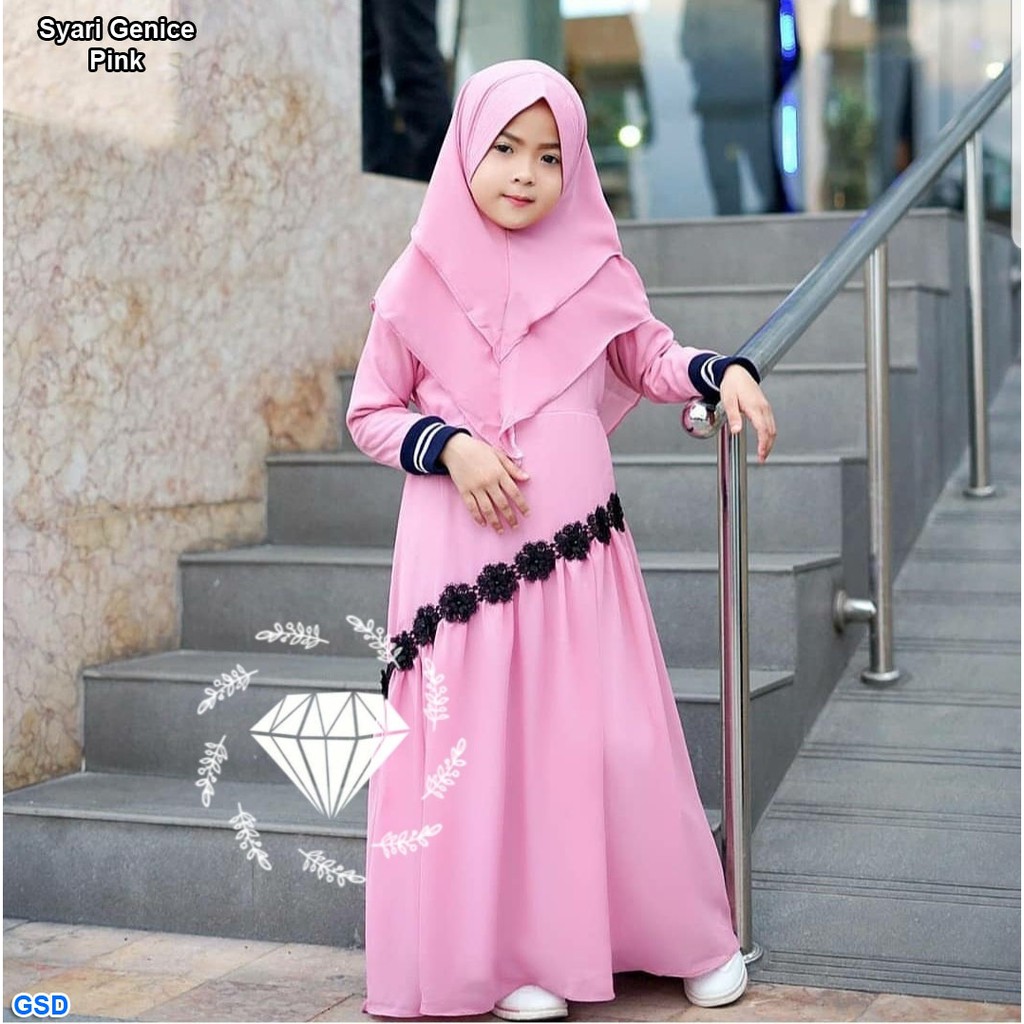 Syari Genice Kids/Baju Muslim Anak/Baju Gamis Syari Anak/Pakaian Gamis Anak/Maxi Dress Hijab Anak