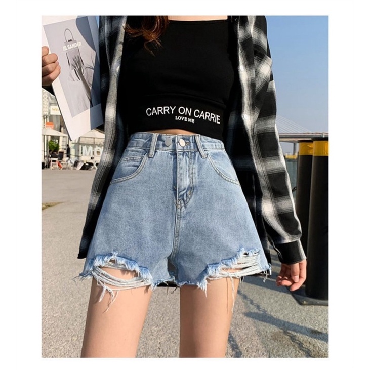 CELANA HW SHORT PANTS PENDEK JEANS DENIM HIGHWAIST HOTPANTS MX882