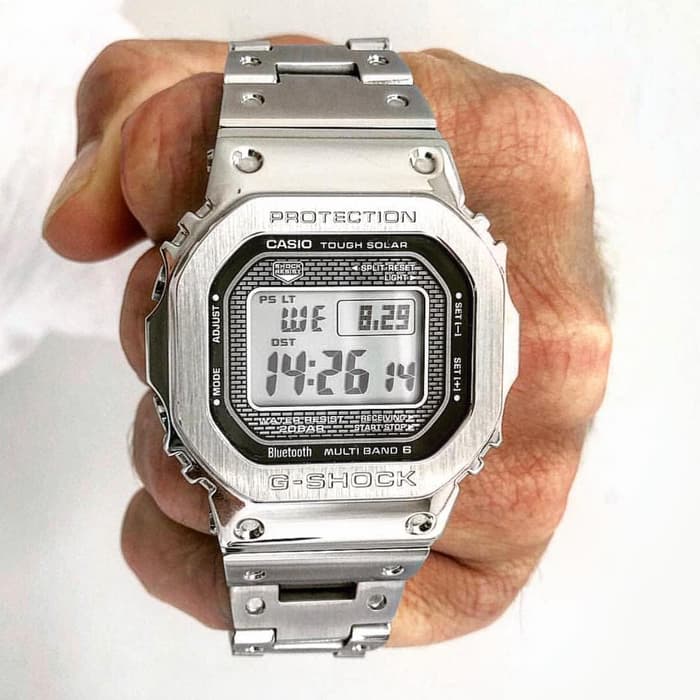 Jam Tangan Pria Casio G-Shock GMW-B 5000 Silver Stainless Steel Ori BM