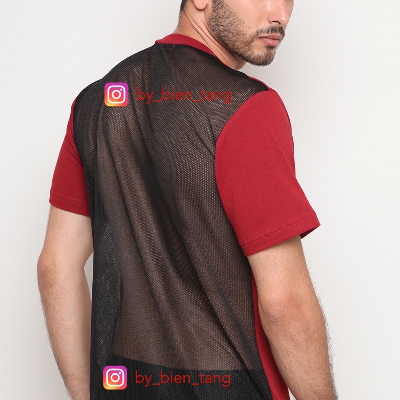 Kaos Gym Pria Transparan Seksi Menggoda Red Jala