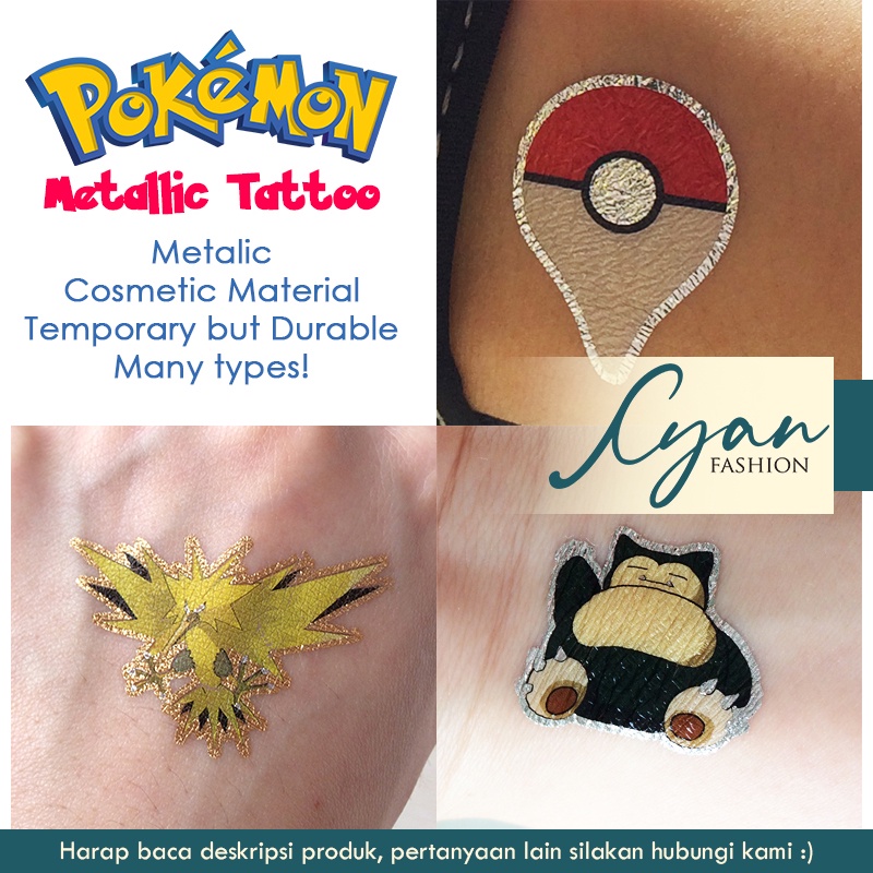 Temporary Tatto Lucu Gambar Pokemon, Temporary Tatto Bahan Kosmetik Tahan Lama