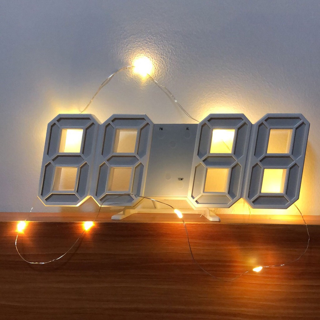 Jam Alarm Digital 3D Dengan Kalender Dan Lampu LED Untuk Dekorasi Meja