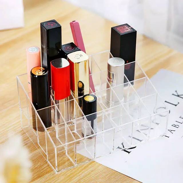 GK-112 Tempat Lipstik Kosmetik Penyimpanan makeup Organizer bahan Akrilik 24 Sekat