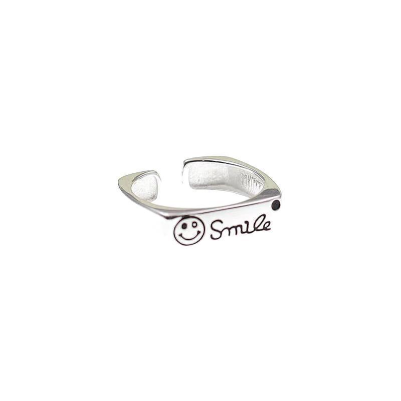 Cincin Model Terbuka Bentuk Hati Smiley Face Gaya Retro