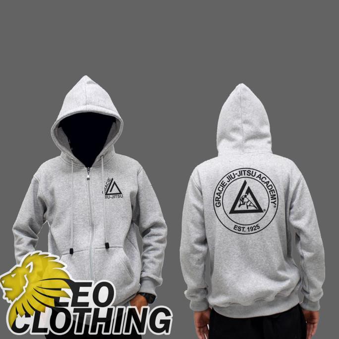 Jaket Hoodie Zipper Gracie JIUJITSU Sweater Distro Pria Wanita Fleece Polos Murah