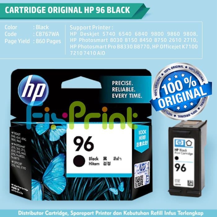 Cartridge Tinta HP 96 Black Printer 5740 6540 6840 9800 9860 9808 Ori